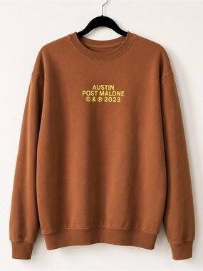 Post Malone Austin Burnt Orange Crewneck Sweatshirt - Unisex Size Medium